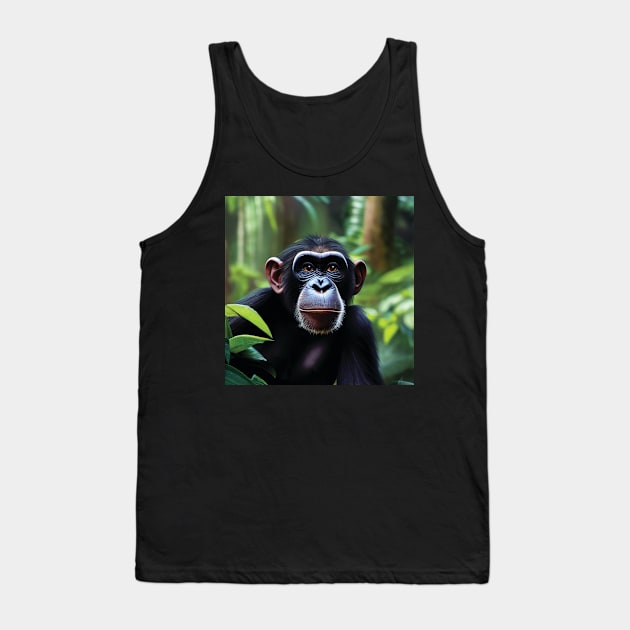 Chimpanzee in a Jungle Tank Top by Geminiartstudio